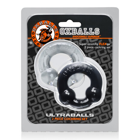 Oxballs - Ultraballs Cockring - 2 stuks - Cockring - Zwart & Transparant