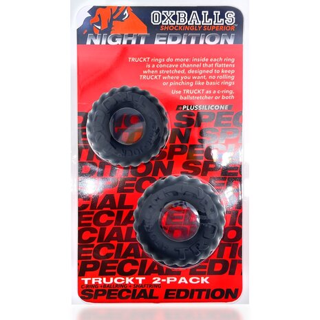 Oxballs - Truckt - Cockring - 2 stuks - Night Edition - Mat Zwart