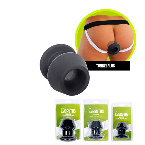 Brutus - Gobbler - Silicone Tunnel Plug - Buttplug - Siliconen - Zwart - Maat L