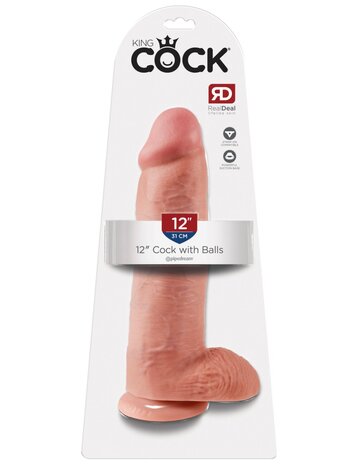 Pipedream - King Cock - Dildo met Balzak - 30,5 cm - Lichte Huidskleur