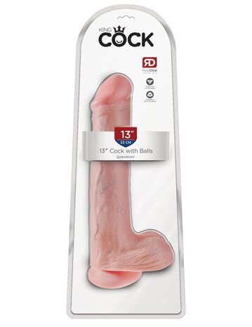 Pipedream - King Cock - Dildo met Balzak - 33 cm - Lichte Huidskleur