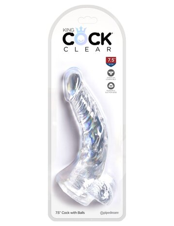 Pipedream - King Cock - Dildo met Balzak - 19 cm - Transparant