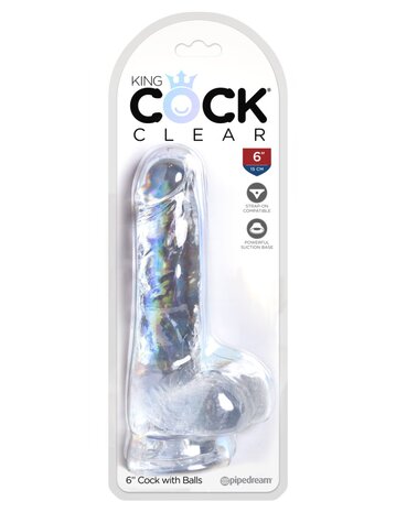 Pipedream - King Cock - Dildo met Balzak - 15 cm - Transparant