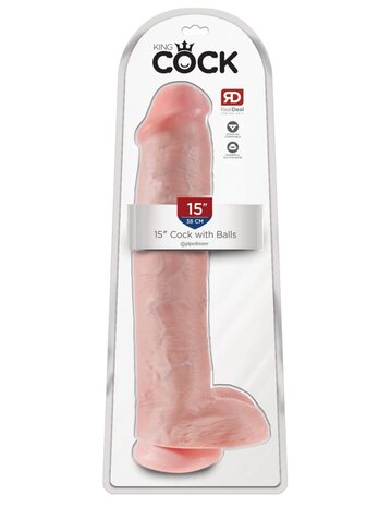 Pipedream - King Cock - Dildo met Balzak - 38 cm - Lichte Huidskleur