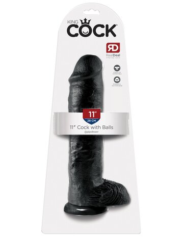 Pipedream - King Cock - Dildo met Balzak - 28 cm - Zwart