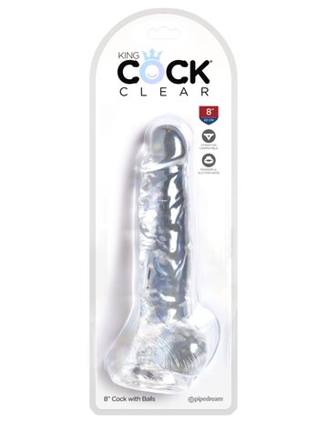 Pipedream - King Cock - Dildo met Balzak - 20,5 cm - Transparant