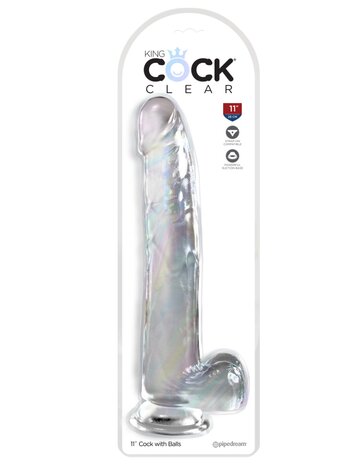 Pipedream - King Cock - Dildo met Balzak - 28 cm - Transparant