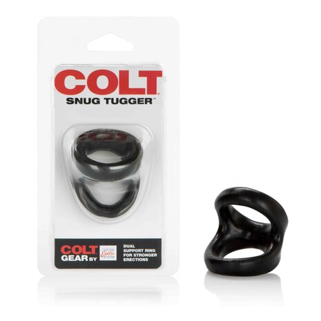 Colt - Snug Tugger - Dubbele Cockring met Scrotumsteun - Zwart