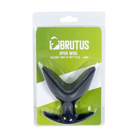 Brutus -  Open Wide - Anker Buttplug - Silicone Twin Tip Buttplug - Zwart - Maat L