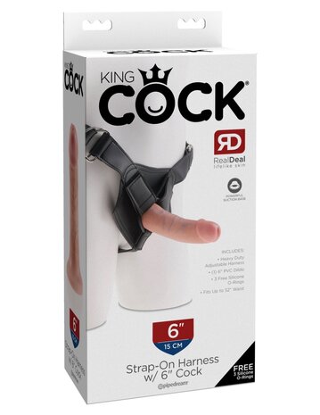 Pipedream - King Cock - Strap on Harness met Dildo - 15 cm - Lichte Huidskleur