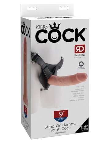 Pipedream - King Cock - Strap on Harness met Dildo - 23 cm - Lichte Huidskleur