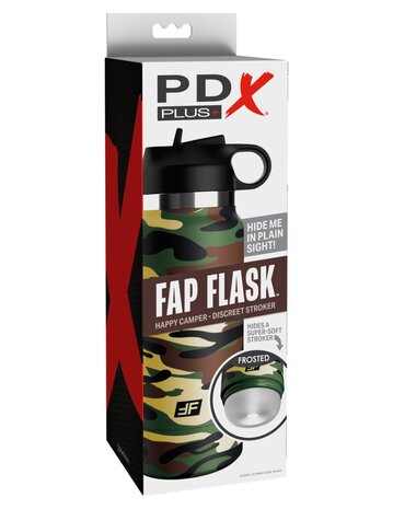 Pipedream - PDX Plus Fap Flask - Happy Camper Discreet Stroker- Frosted/Camouflage