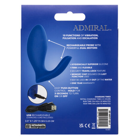 Calexotics - Admiral Prostaat Rimming Plug - Siliconen - Blauw