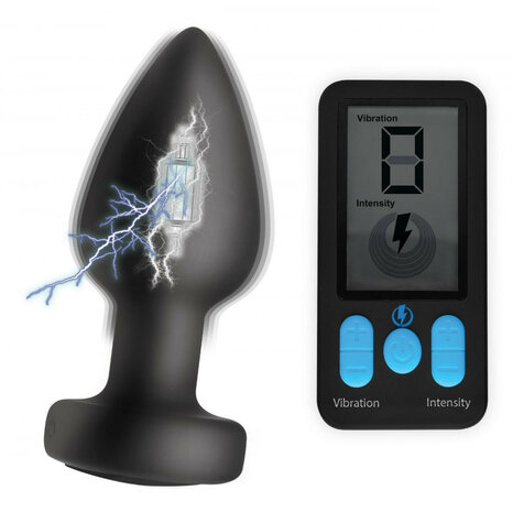 Zeus - E-Stim Pro Siliconen Electrosex Vibrerende Buttplug Met Afstandsbediening