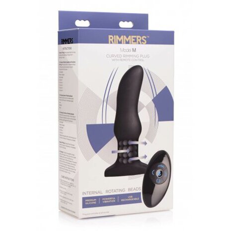 Rimmers - Model M - Curved Rimming Plug Met Afstandsbediening - Zwart