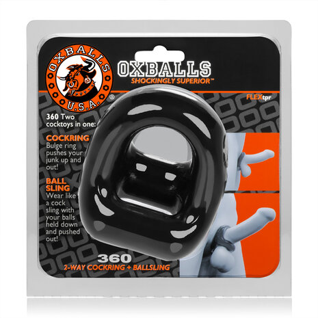 Oxballs - 360 - Cockring En Ball Sling - Zwart