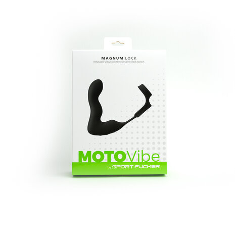 MOTOVibe by Sport Fucker - Magnum Lock - Opblaasbare Vibrerende Buttplug met Cockring - Ass Lock - Zwart