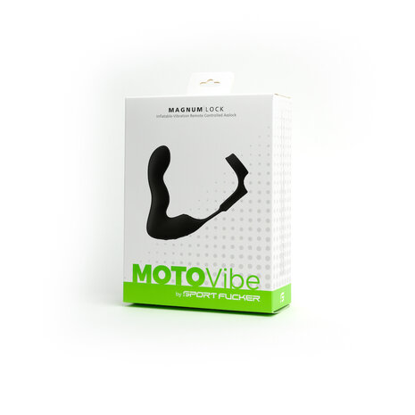 MOTOVibe by Sport Fucker - Magnum Lock - Opblaasbare Vibrerende Buttplug met Cockring - Ass Lock - Zwart