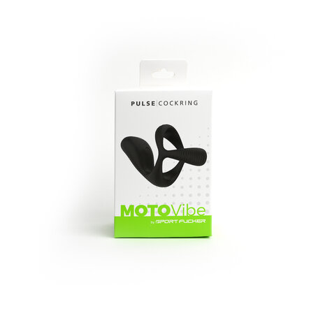 MOTOVibe - Pulse - Vibrerende Cockring met Ball Stretcher en Tickler - Zwart