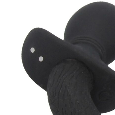 Titus - Siliconen Vibrerende en Kwispelende Puppy Tail Buttplug - Zwart - Maat M