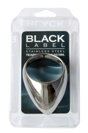 Black Label - Teardrop Cockring - Stimuleert de Prostaat - RVS - Zilver - Diameter 50 mm