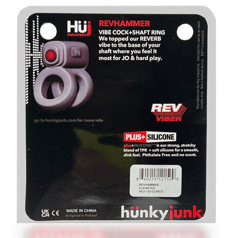 Hünkyjunk - Revhammer - Vibrerende Cockring en Schachtring - Blauw