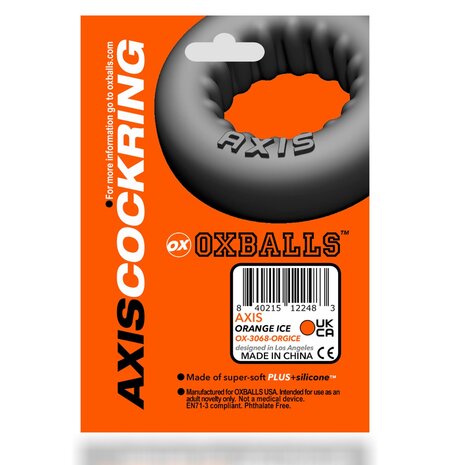 Oxballs - Axis - Ribbed Cockring - Zwart Ice