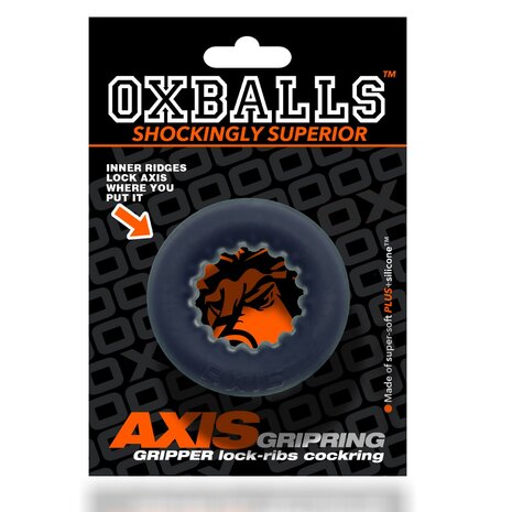 Oxballs - Axis - Ribbed Cockring - Zwart Ice