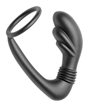 Master Series - Cobra - Siliconen P-Spot Massager en Cockring - Zwart