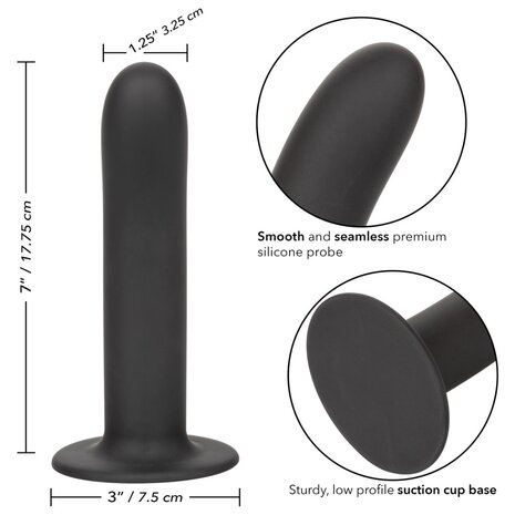 Calexotics - Boundless Smooth - Gladde Strap-on Anaal Plug met Zuignap - Siliconen - Maat L - Zwart