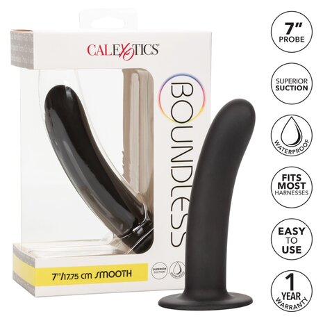 Calexotics - Boundless Smooth - Gladde Strap-on Anaal Plug met Zuignap - Siliconen - Maat L - Zwart