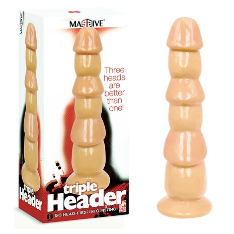 Icon - Triple Header - Dildo - 30,5 x 7,6 cm - Lichte Huidskleur