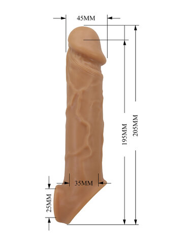 Pretty Love - Lionel - Penis Sleeve - Lichte Huidskleur - TPR - Diameter 4.3 cm x Lengte 20.5 cm