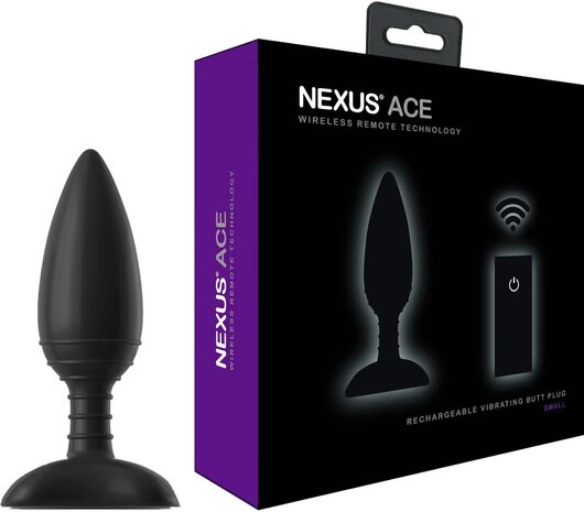 Nexus - Ace - Vibrerende Buttplug - Siliconen - Zwart - Maat S