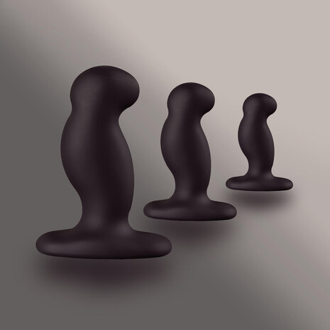 Nexus - Anal Starter Kit - 3 Siliconen Buttplugs - 3 maten - Zwart