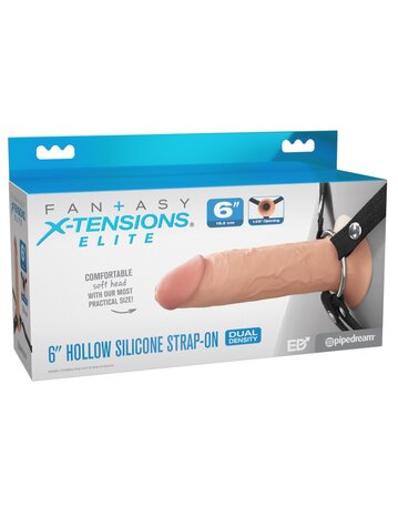 Pipedream - Fantasy X-Tensions - Strap-on met Holle Dildo - 15 cm - Lichte Huidskleur