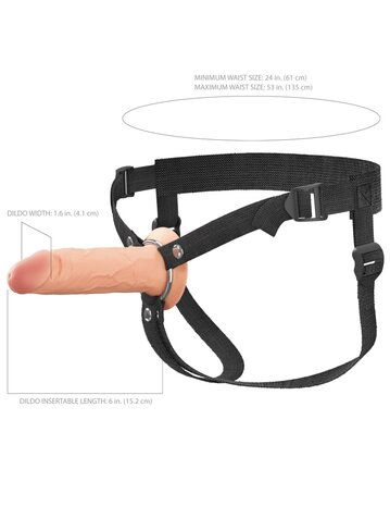 Pipedream - Fantasy X-Tensions - Strap-on met Holle Dildo - 15 cm - Lichte Huidskleur