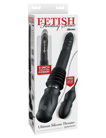 Pipedream - Fetish Fantasy - Ultimate Silicone Thruster - Stotende Vibrator met Handvat - Zwart