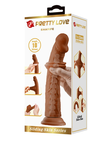 Pretty Love - Sharife - Sliding Skin Realistische Dildo - 25,4 cm - Bruin