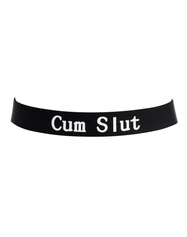 Rimba - Halsband - Collar Met Tekst - CUM SLUT - Siliconen - Zwart