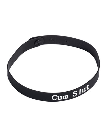 Rimba - Halsband - Collar Met Tekst - CUM SLUT - Siliconen - Zwart