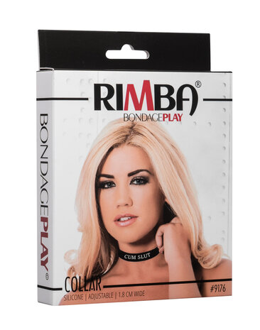 Rimba - Halsband - Collar Met Tekst - CUM SLUT - Siliconen - Zwart