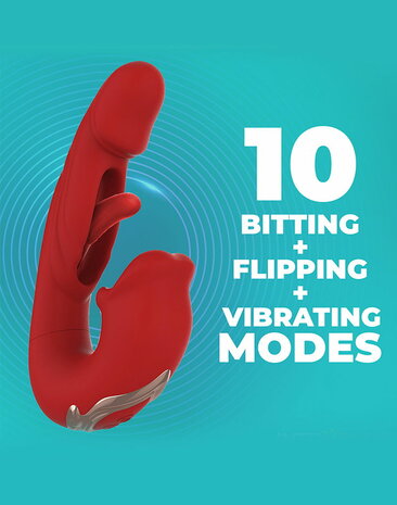 Intoyou - Mouty - Bitting & Flipping Rabbit Vibrator met App - Rood