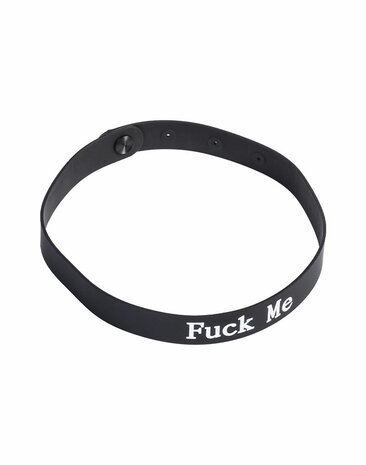 Rimba - Halsband - Collar Met Tekst - FUCK ME - Siliconen - Zwart