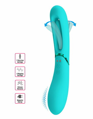 Pretty Love - Romance Lexie - Vibrator met Wiebelend Tongetje - Turquoise