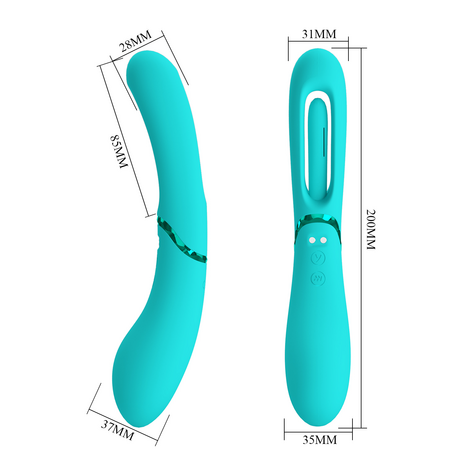 Pretty Love - Romance Lexie - Vibrator met Wiebelend Tongetje - Turquoise