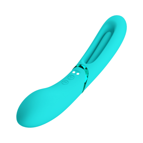 Pretty Love - Romance Lexie - Vibrator met Wiebelend Tongetje - Turquoise