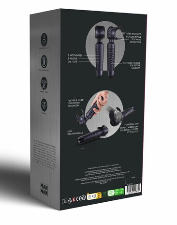 ManWan - Man.Wand EVO - Oplaadbare Masturbator èn Wand Vibrator - Black Plum