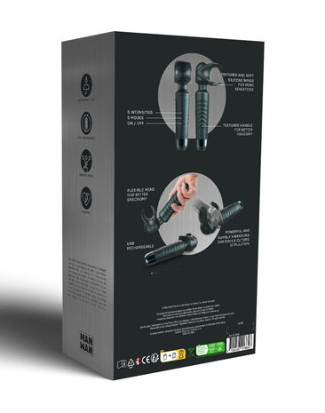 ManWan - Man.Wand EVO - Oplaadbare Masturbator èn Wand Vibrator - Dennengrijs