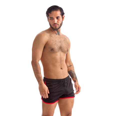 665 - Rally Shorts - Zwart/Rood - Maat L